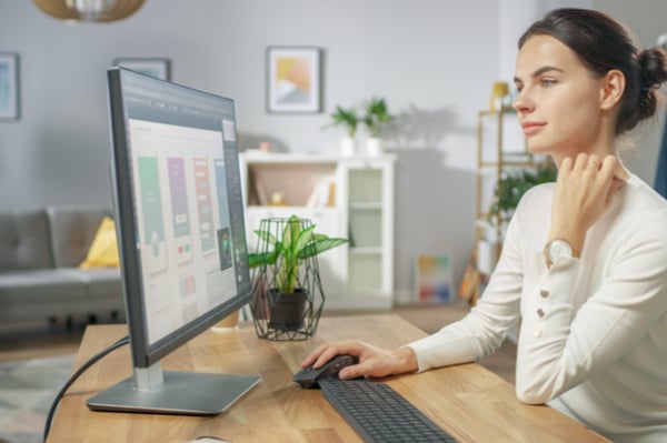 Woman working on a computer