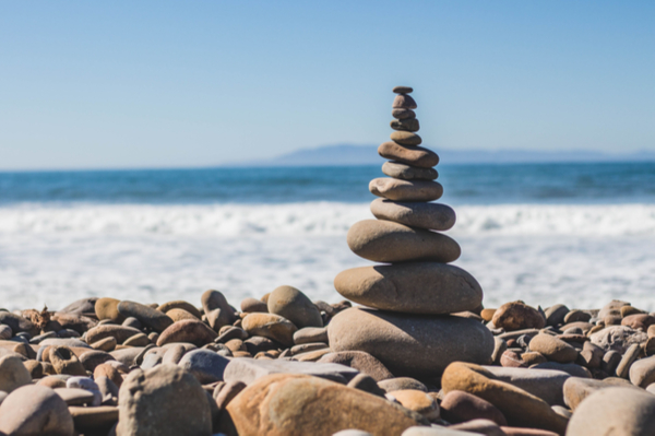 stack of pebbles at the seaside