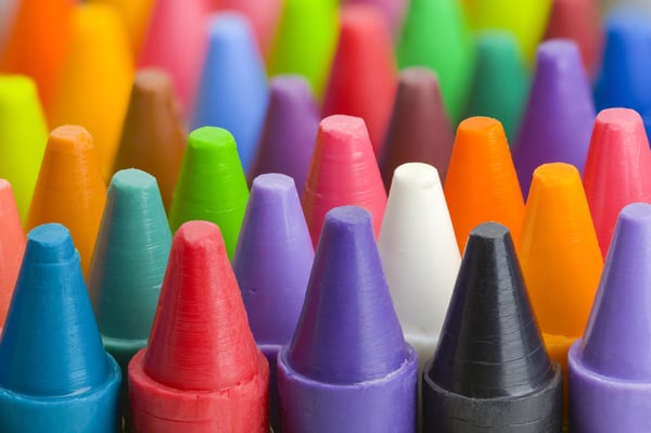 various coloured crayons