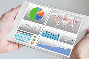 Tablet with KPI's and graphs