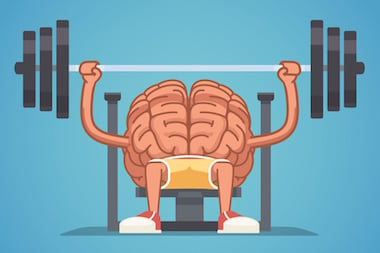 icon of brain with arms weight training