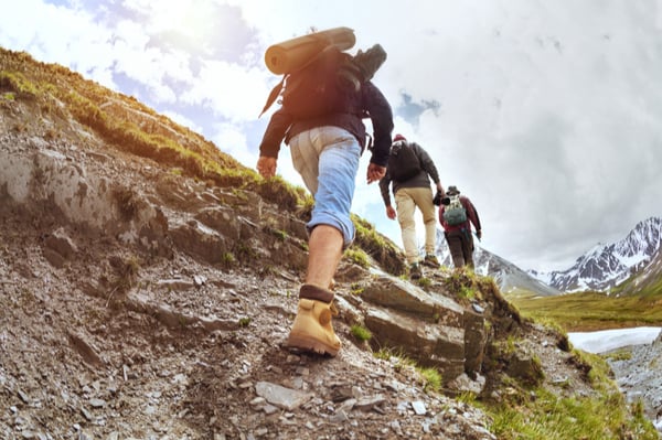 People climbing the mountains