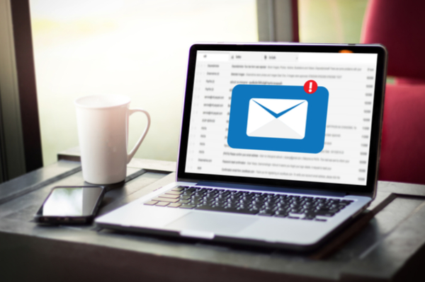Computer with email inbox opened