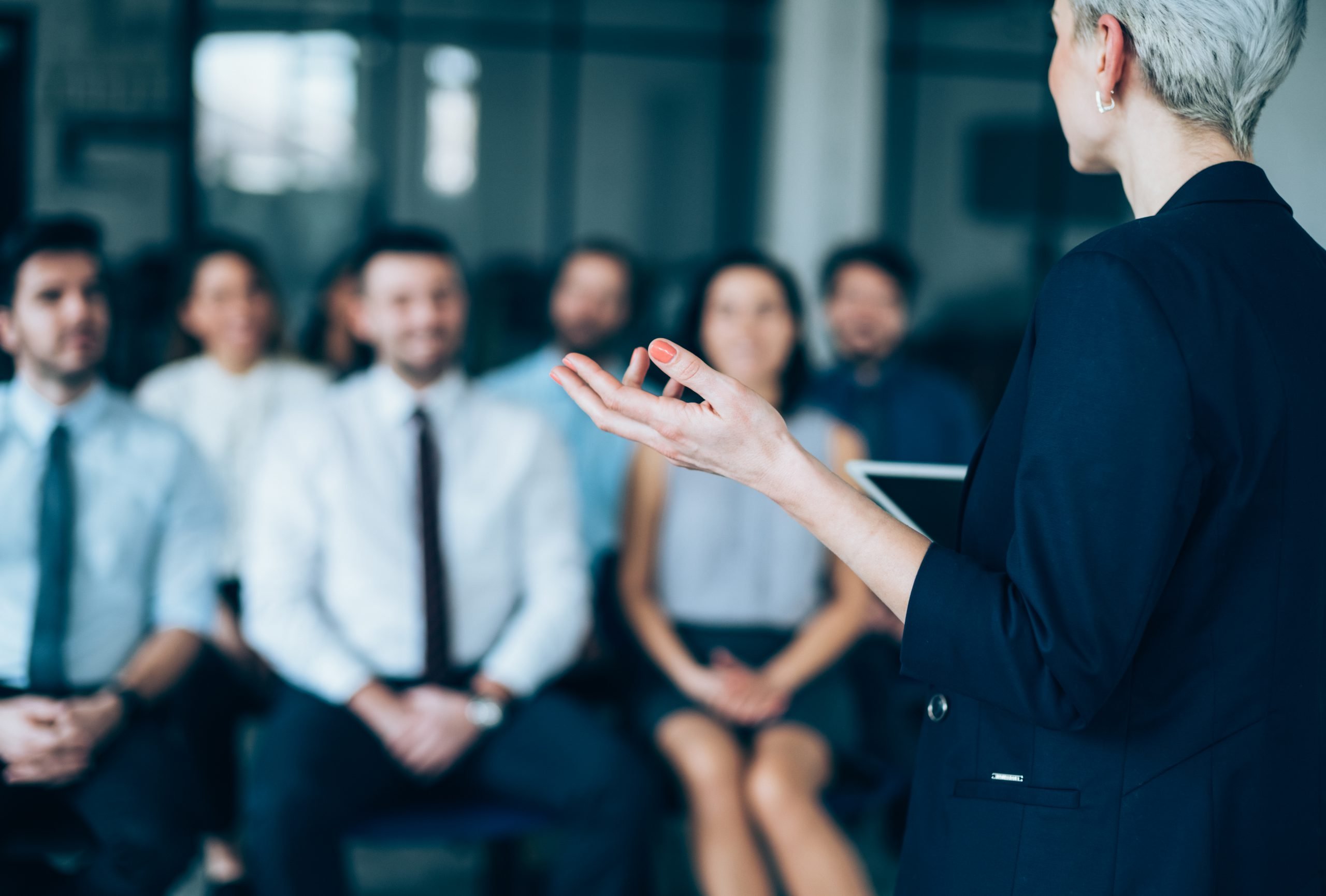 Woman giving presentation