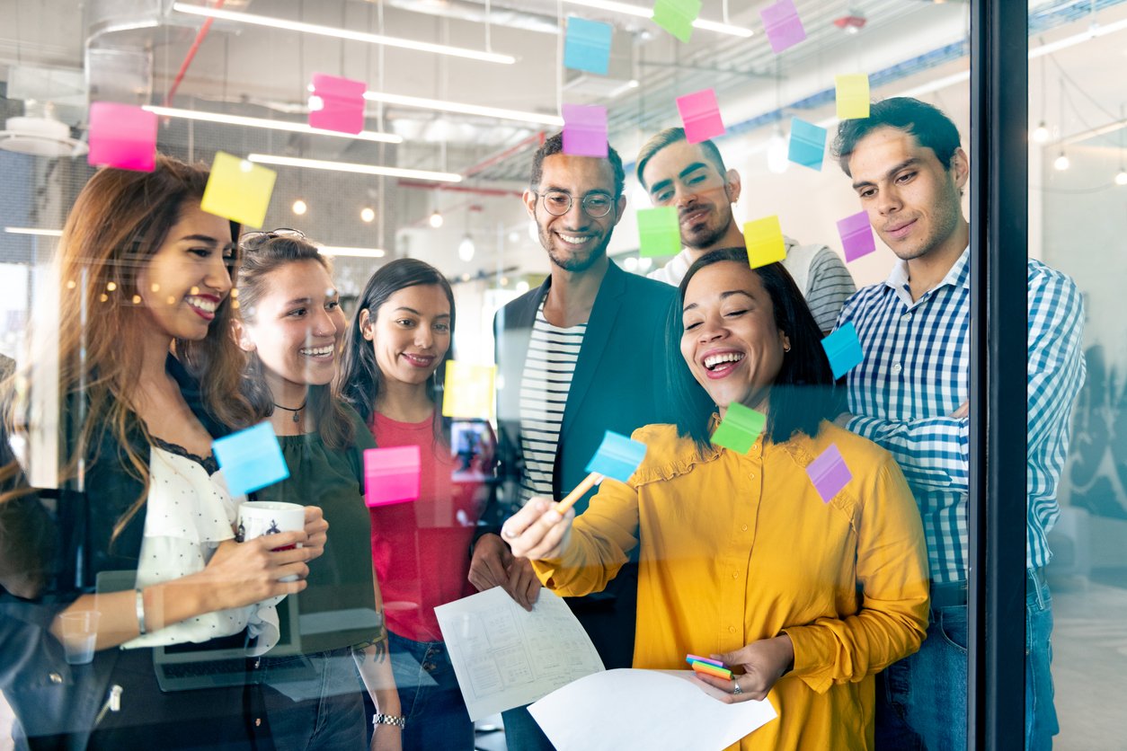 Group with sticky notes