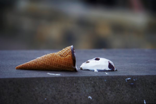 an ice cream fallen on the floor