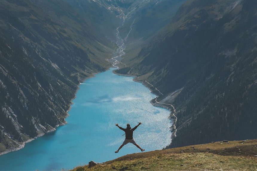 man overlooking valley