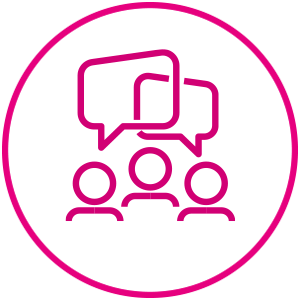 CMI-Membership Three people speaking icon