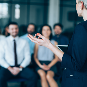 Woman giving lecture