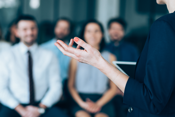 Woman giving lecture