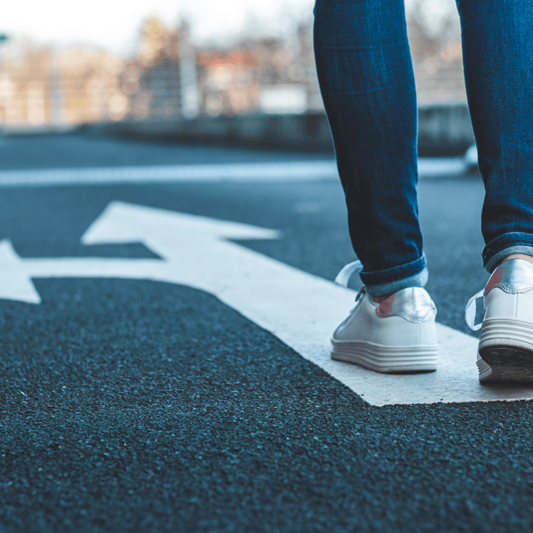 Person walking on road