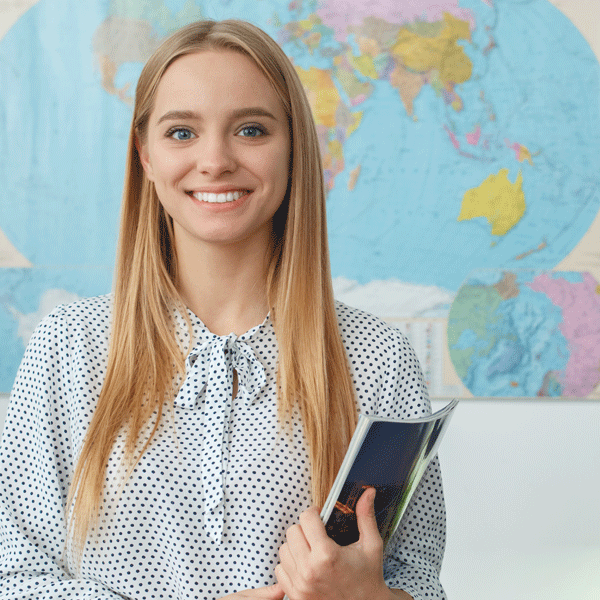 Woman smiling into camera