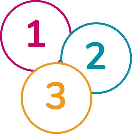 Numbers 1, 2 and 3 in circles