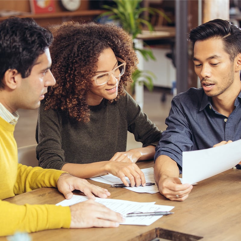 A group of people having a meeting