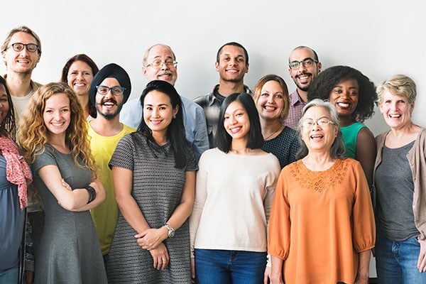 Group of people of different ages, gender and ethnicity