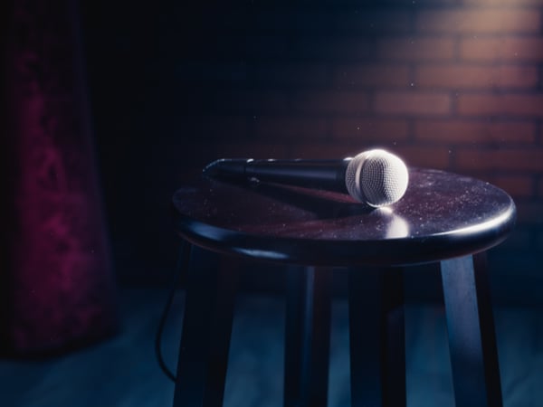 Microphone on a stool on a stage