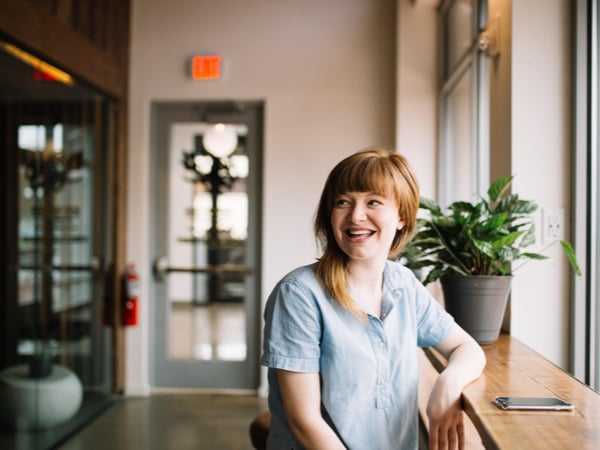 Woman smiling at work