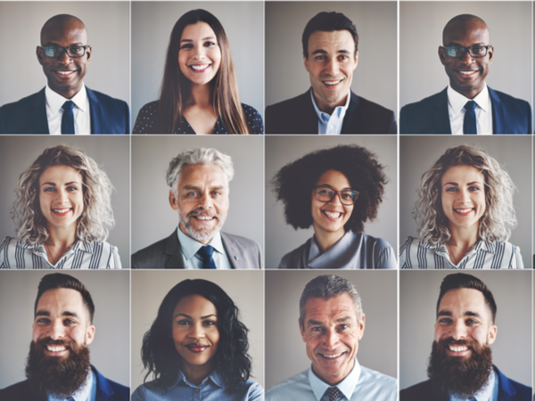 Montage of ethnic team in a grid