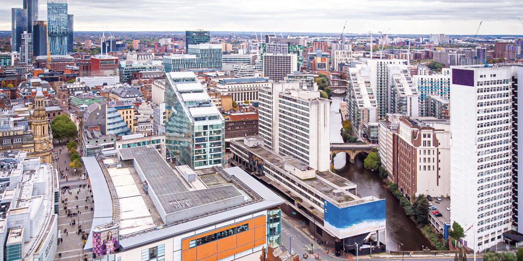 view of manchester city office blocks