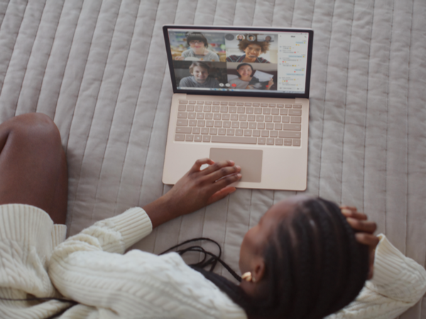 Relaxed person on a video conference