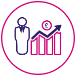 Icon representing individuals progression and personal gain