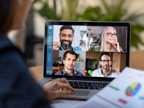 Diverse team on a video call