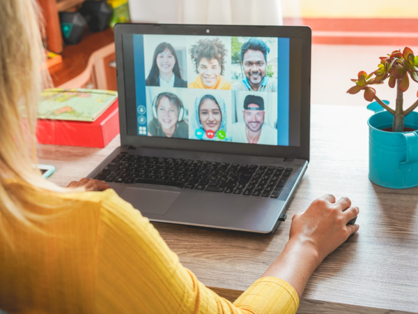 Diverse team on a video call