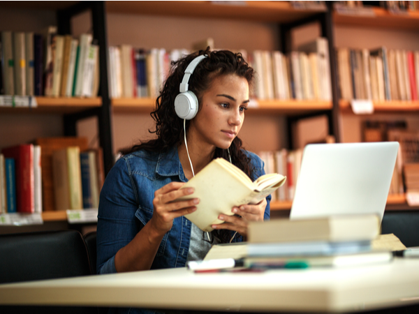 Young student studying in the library