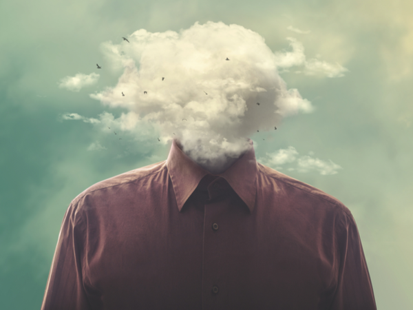 Person with cloud instead of a head