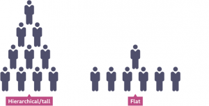 Image showing hierarchical structure on the left and a flat structure on the right