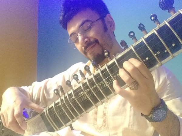 Punit Shah playing the sitar