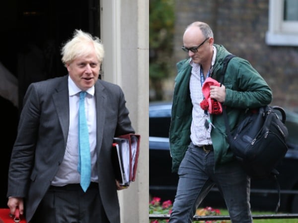 Boris Johnson and Dominic Cummings walking along