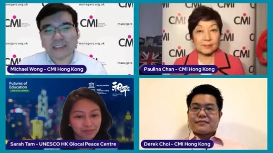 Four CMI HK members on a Zoom call