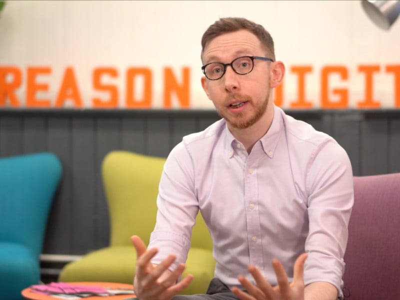 Matt Haworth talking in the office of Reason Digital