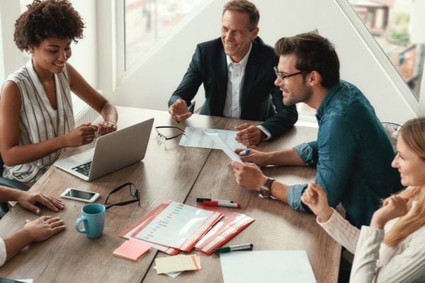 A team having a meeting