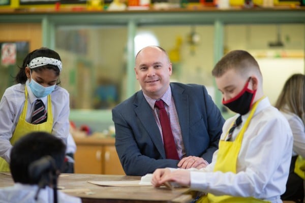 Ricky Massey in a school science lab