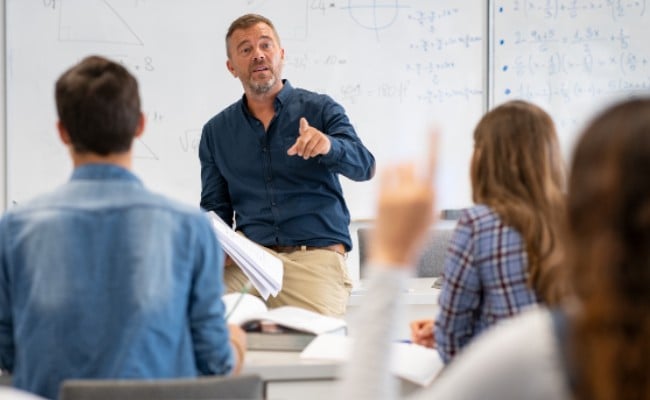 A teacher in a classroom