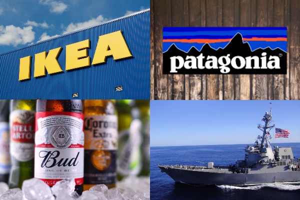 Collage of images of brands, such as Ikea and Patagonia