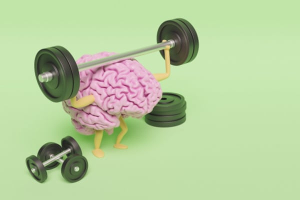 Cartoon of brain lifting weights
