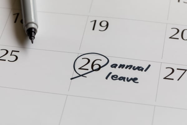 Calendar with annual leave date circled