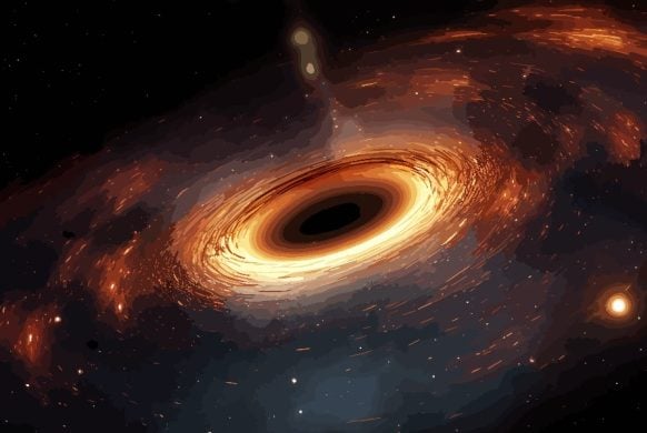 Illustration of a Black Hole in Space Vector - Depicting the Phenomenal Power and Gravity of a Celestial Singularity