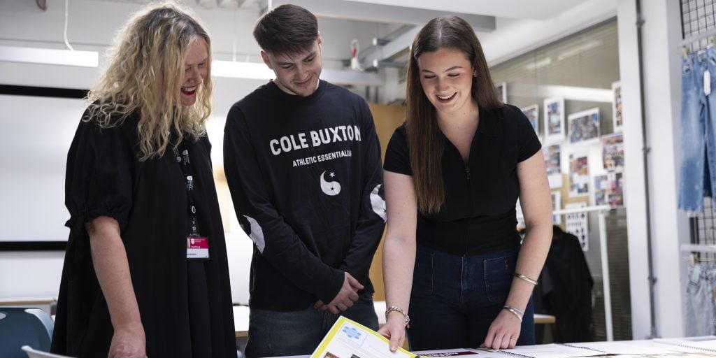 Two students and a course leader from Nottingham Trent University