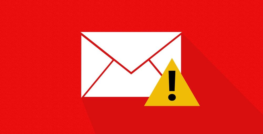 Phising Mail alert with red background