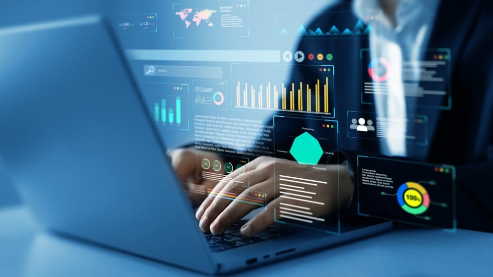 Businessman using KPI dashboard