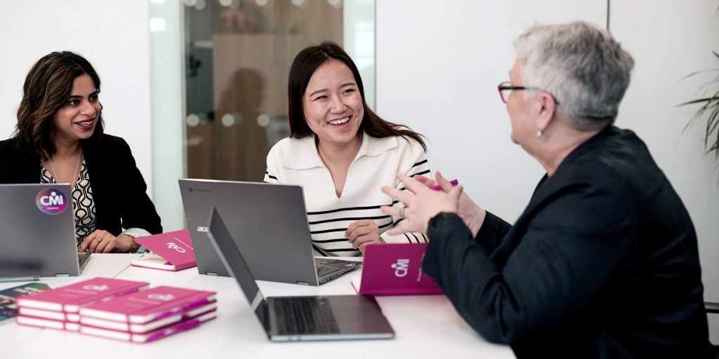 Team members giving feedback