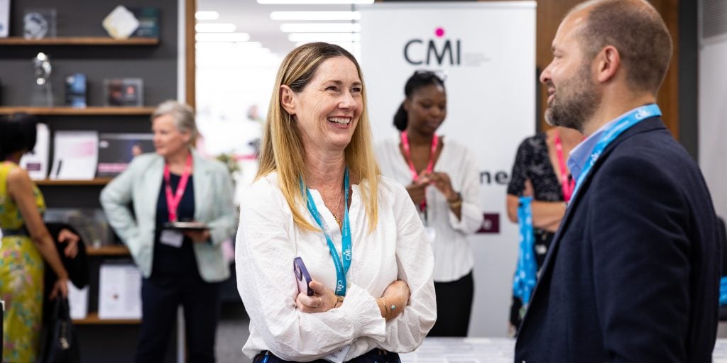 Two people in discussion