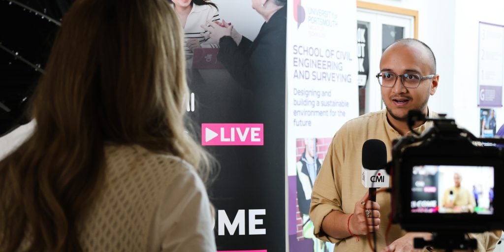 A person holding a microphone