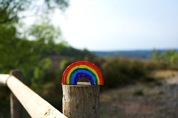 Rainbow on fence