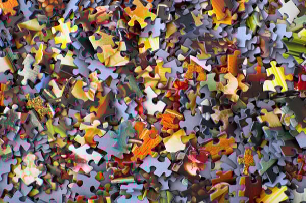 Scattered jigsaw pieces