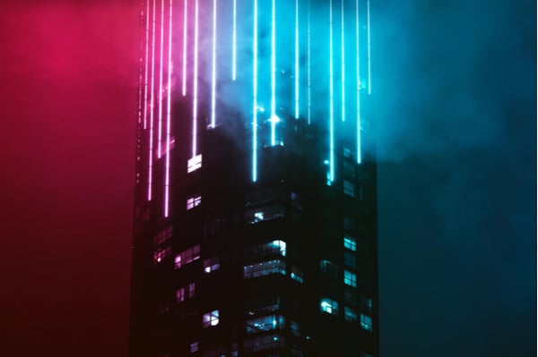 Pink and blue neon streams